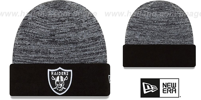 Raiders 'TEAM-RAPID' Black-White Knit Beanie Hat by New Era