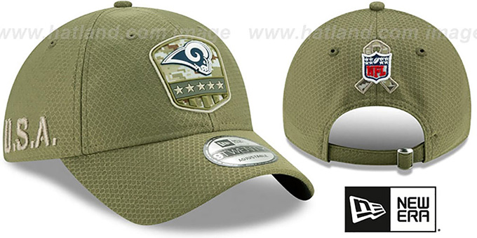 Rams '2019 SALUTE-TO-SERVICE STRAPBACK' Olive Hat by New Era