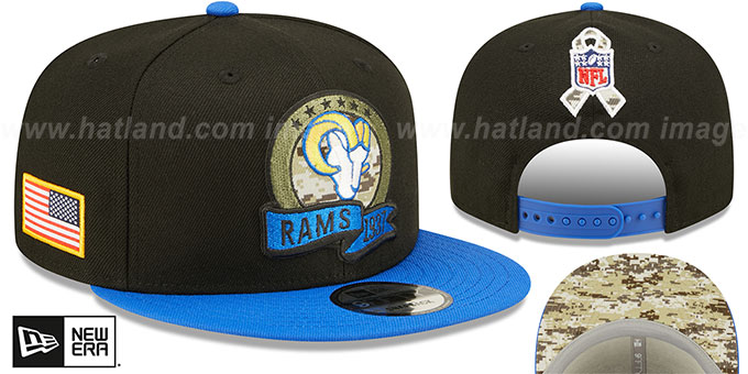 Rams '2022 SALUTE-TO-SERVICE SNAPBACK' Black-Royal Hat by New Era