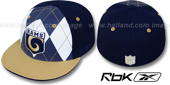 Rams 'ARGYLE-SHIELD' Navy-Gold Fitted Hat by Reebok