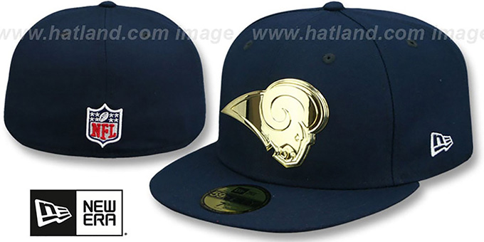 Rams 'GOLD METAL-BADGE' Navy Fitted Hat by New Era