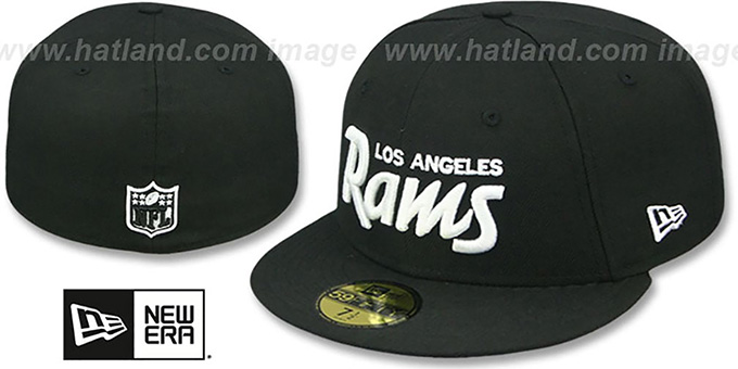 Rams 'SCRIPT TEAM-BASIC' Black-White Fitted Hat by New Era