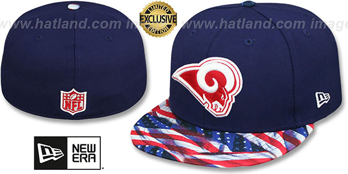 Rams 'USA WAVING-FLAG' Navy Fitted Hat by New Era