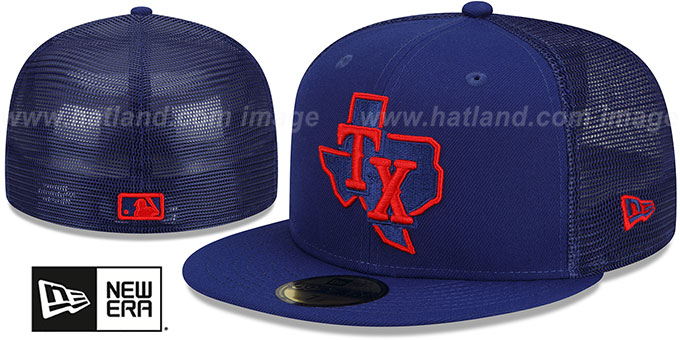 Rangers 'BATTING PRACTICE TRUCKER' Royal Fitted Hat by New Era