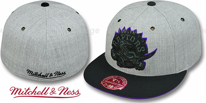 Raptors '2T XL-LOGO FADEOUT' Grey-Black Fitted Hat by Mitchell and Ness