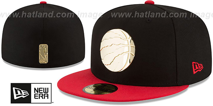 Raptors 'GOLDEN-BADGE' Black-Red Fitted Hat by New Era