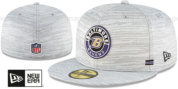 Ravens '2020 ONFIELD STADIUM' Heather Grey Fitted Hat by New Era