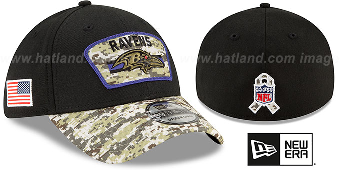 Ravens '2021 SALUTE-TO-SERVICE FLEX' Black-Desert Hat by New Era