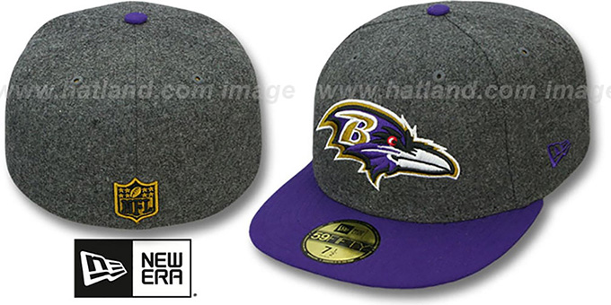 Ravens '2T NFL MELTON-BASIC' Grey-Purple Fitted Hat by New Era