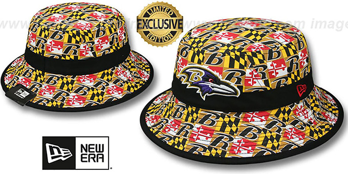 Ravens 'ALL-OVER MARYLAND FLAG BUCKET' Hat by New Era