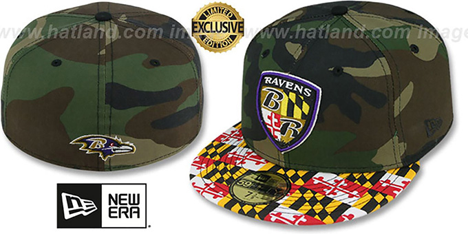 Ravens ALT 'MARYLAND-FLAG' Army Camo Fitted Hat by New Era