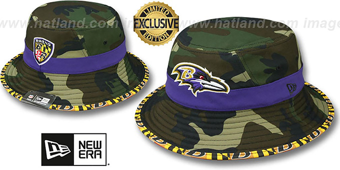 Ravens 'ARMY CAMO MARYLAND FLAG BUCKET' Hat by New Era