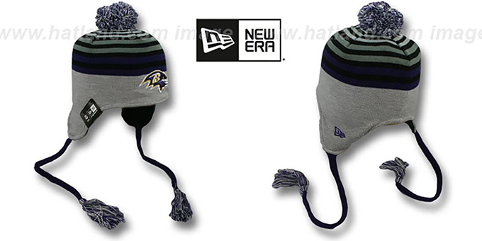 Ravens 'GREY STRIPETOP' Knit Beanie Hat by New Era