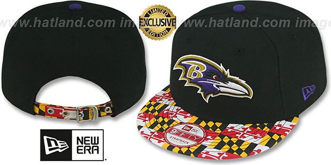 Ravens 'MARYLAND-FLAG STRAPBACK' Black Hat by New Era