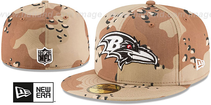 Ravens 'NFL TEAM-BASIC' Desert Storm Camo Fitted Hat by New Era