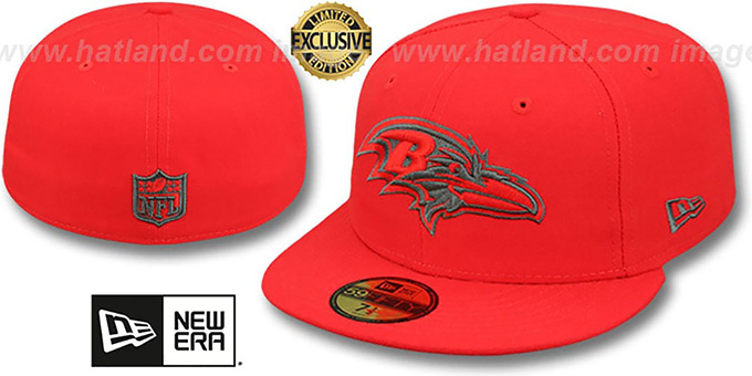 Ravens 'NFL TEAM-BASIC' Fire Red-Charcoal Fitted Hat by New Era