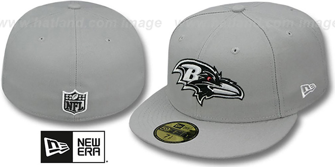 Ravens 'NFL TEAM-BASIC' Grey-Black-White Fitted Hat by New Era