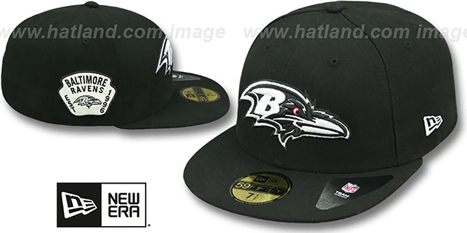 Ravens 'SIDE TEAM-PATCH' Black-White Fitted Hat by New Era