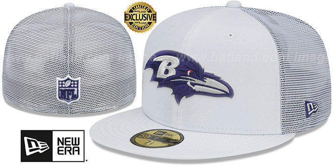 Ravens 'TEAM-BASIC TRUCKER' White Fitted Hat by New Era