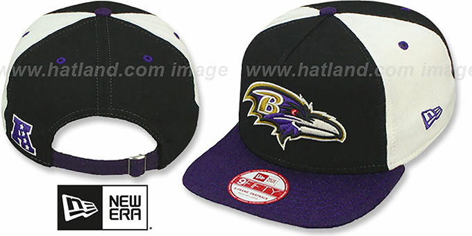 Ravens 'TRIPLE MELTON STRAPBACK' Black-White-Purple Hat by New Era