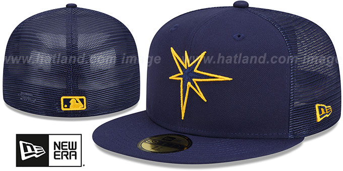 Rays 'BATTING PRACTICE TRUCKER' Navy Fitted Hat by New Era