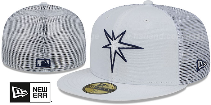 Rays 'BATTING PRACTICE TRUCKER' White Fitted Hat by New Era