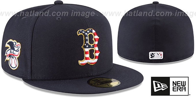 Red Sox '2018 JULY 4TH STARS N STRIPES' Navy Fitted Hat by New Era