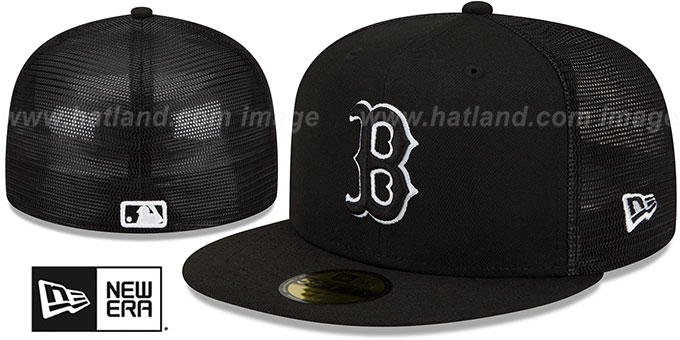 Red Sox 'BATTING PRACTICE TRUCKER' Black-White Fitted Hat by New Era