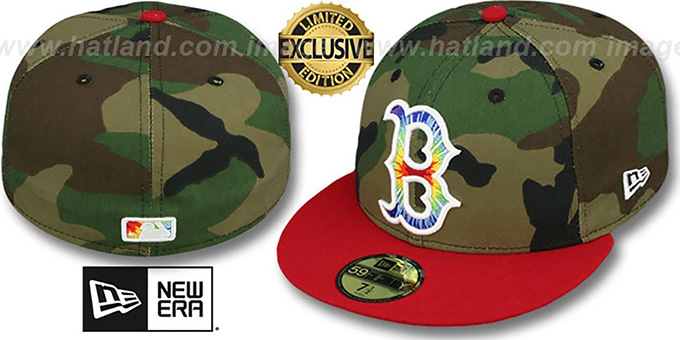 Red Sox 'CAMO TYE-DYE INSIDER' Army-Red Fitted Hat by New Era