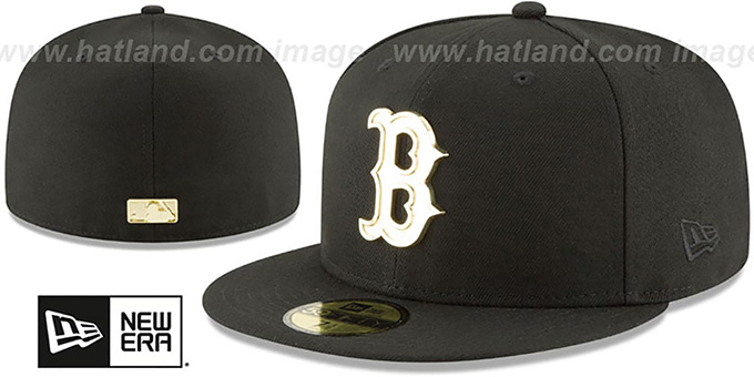 Red Sox 'GOLDEN-BADGE' Black Fitted Hat by New Era