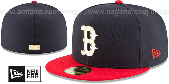 Red Sox 'GOLDEN-BADGE' Navy-Red Fitted Hat by New Era