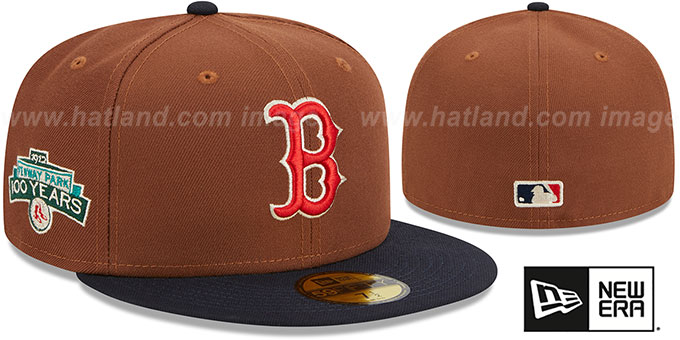 Red Sox 'HARVEST SIDE-PATCH' Brown-Navy Fitted Hat by New Era