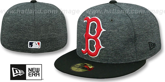 Red Sox 'HEATHER-HUGE' Grey-Black Fitted Hat by New Era