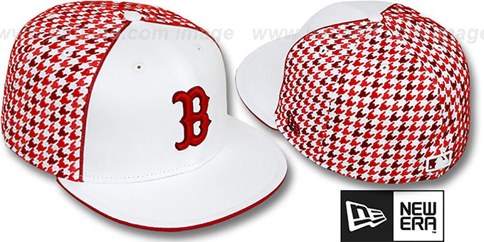 Red Sox 'HOUNDSTOOTH' White-Red Fitted Hat by New Era