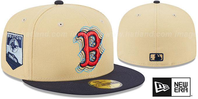 Red Sox 'ILLUSION SIDE-PATCH' Gold-Navy Fitted Hat by New Era