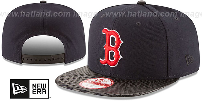 Red Sox 'LEATHER-RIP SNAPBACK' Navy-Black Hat by New Era