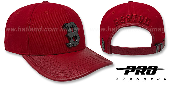 Red Sox LOW-PRO 'BLACK METAL BADGE STRAPBACK' Red Hat by Pro Standard