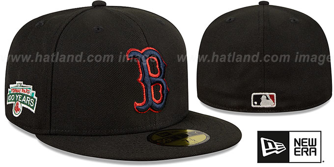 Red Sox 'METALLIC LOGO SIDE-PATCH' Black Fitted Hat by New Era