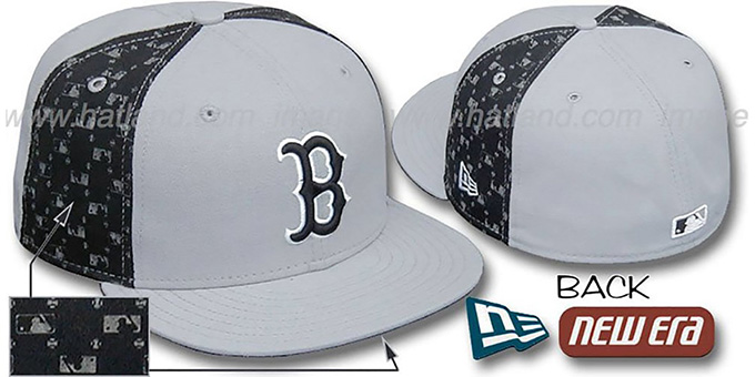 Red Sox MLB FLOCKING 'PINWHEEL' Grey-Black Fitted Hat by New Era