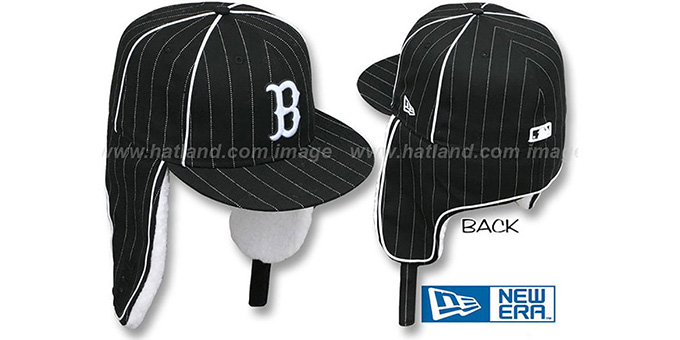 Red Sox 'PINSTRIPE DOGEAR' Black-White Fitted Hat by New Era