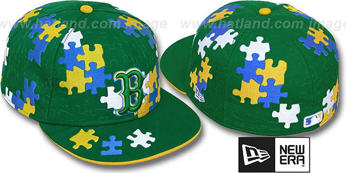 Red Sox 'PUZZLE' Green Fitted Hat by New Era