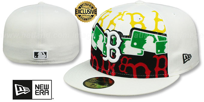 Red Sox 'RASTA LAYERED' White Fitted Hat by New Era