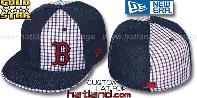 Red Sox 'SOUTHPAW SLUGGA' Plaid-Navy Denim Fitted Hat by New Era