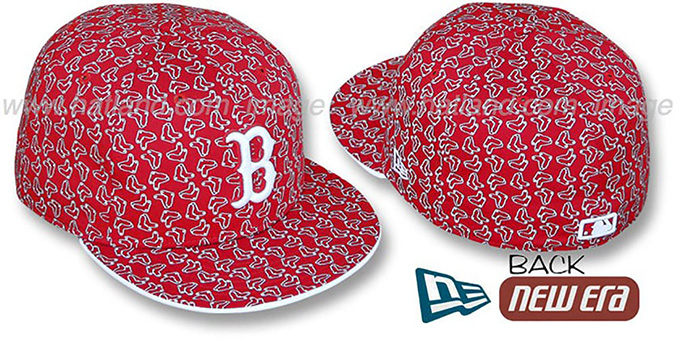 Red Sox SOX 'ALL-OVER FLOCKING' Red-White Fitted Hat by New Era