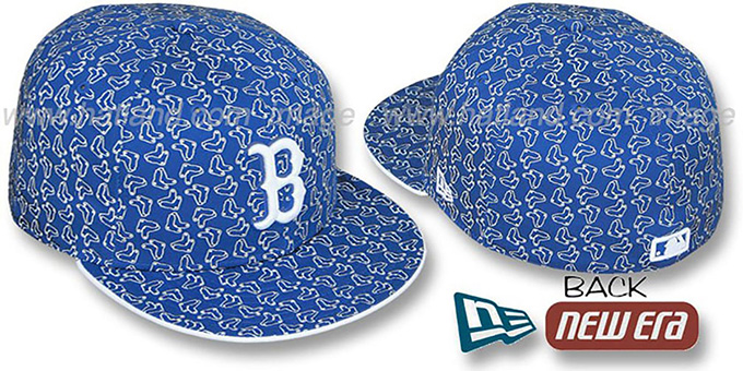 Red Sox SOX 'ALL-OVER FLOCKING' Royal-White Fitted Hat by New Era