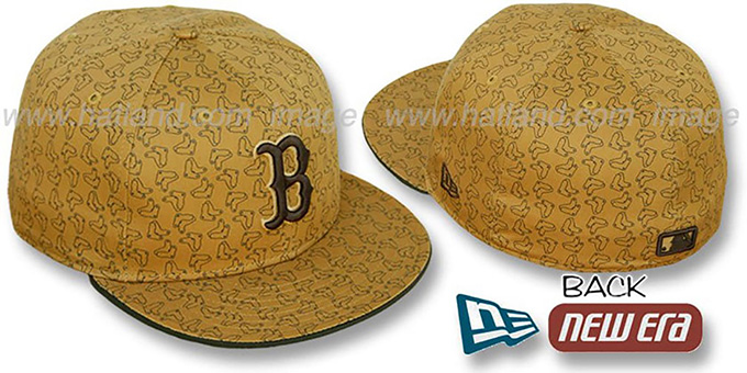 Red Sox SOX 'ALL-OVER FLOCKING' Wheat-Brown Fitted Hat by New Era