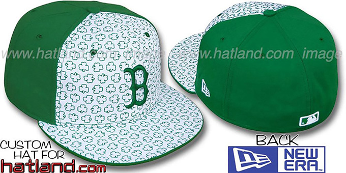 Red Sox 'ST PATS FLOCKING' PINWHEEL White-Kelly Fitted Hat by New Era