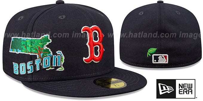 Red Sox 'STATEVIEW' Navy Fitted Hat by New Era