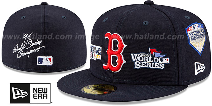 Red Sox 'WORLD SERIES CHAMPS ELEMENTS' Navy Fitted Hat by New Era