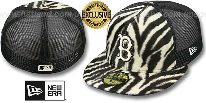 Red Sox ZEBRA 'ANIMAL-FUR MESH-BACK' Fitted Hat by New Era